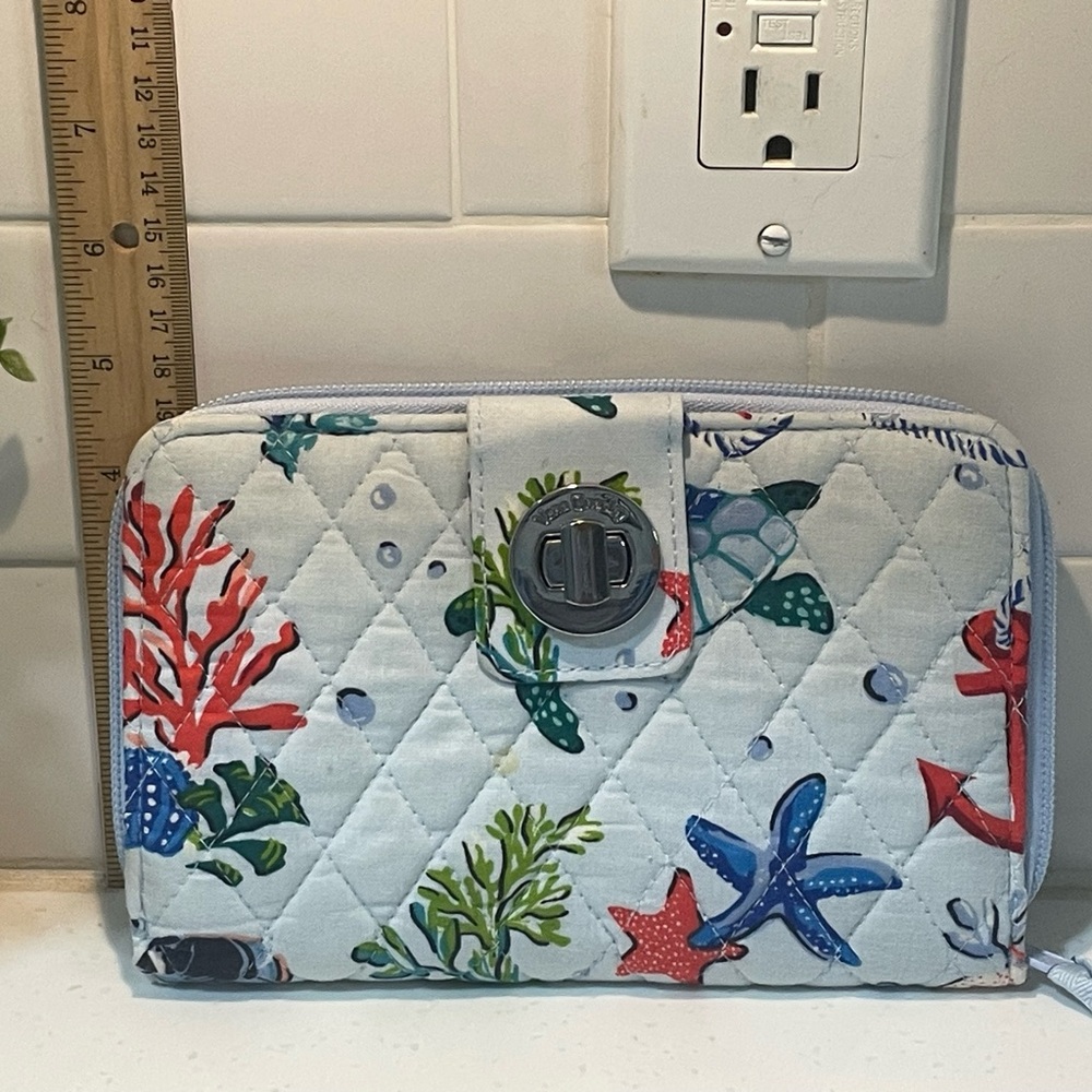 Vera Bradley RFID Turnlock Quilted Wallet in Anchors Aweigh